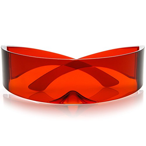 Image of zeroUV - 80s Futuristic Cyclops Cyberpunk Visor Sunglasses with Semi Translucent Mirrored Lens Shield Sunglasses