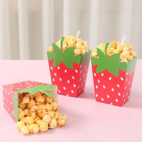 Boîtes à popcorn et biscuits en papier fraise réutilisables