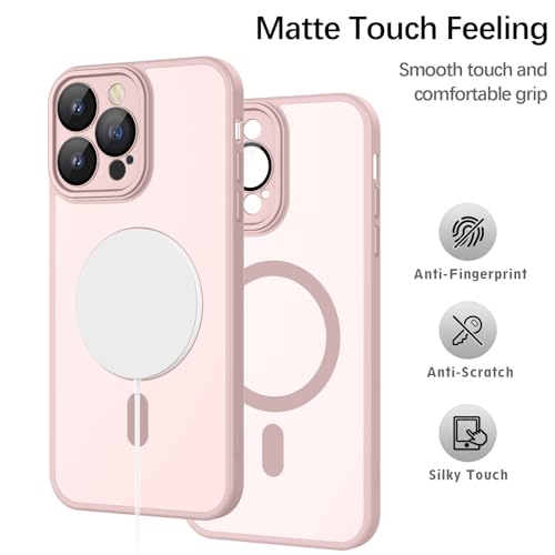 Phone Case for iPhone 15 Pro Case Compatible with MagSafe, YUANDMI Case for iPhone 15 Pro Magnetic Slim Thin Translucent Matte Back Shockproof Anti-Yellow Protective Cover Case Pink by YUANDMI - Image 4