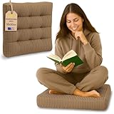 Amazinggirl Meditationskissen Yoga Kissen Bodenkissen 50 cm - Yogakissen Sitzkissen Boden rund und groß Pouf Sitzpouf Bodensitzkissen Meditation Zubehör wetterfest für Outdoor und Indoor Braun