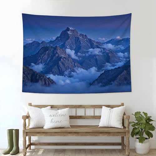Tapisserie de chambre imprimée cloud de dark fantasy tissu bleu