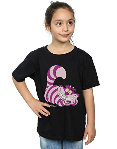 Disney niñas Alice In Wonderland Cheshire Cat Camiseta 9-11 Years Negro