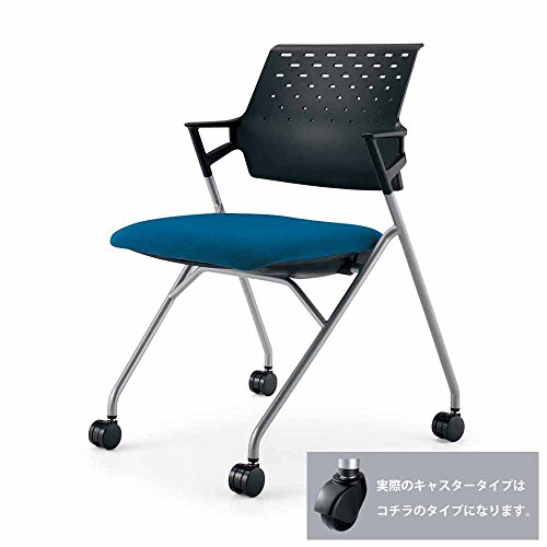 【配送・組立・設置込】 コクヨ 会議イス スタックチェア ピエガ CK-720E6GXT4-VN 背樹脂 塗装脚 ブラックシェル/ターコイズ フローリング用 [4]