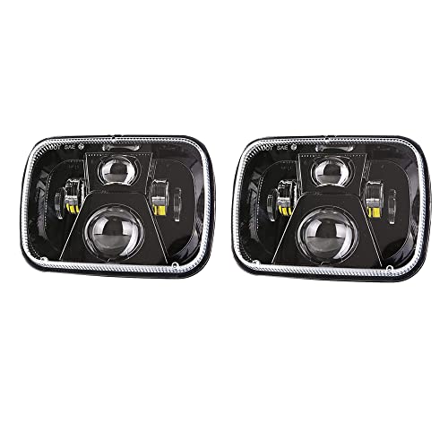 12V 110W Phares LED de Voiture, TOTMOX 2pcs Étanche 5x7 6X7 Pouces ts 6000K Feux de Course pour J-eep C-herokee XJ W-rangler YJ C-omanche F-ord C-hevrolet G-M-C, Noir