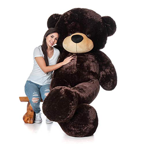 Image of Giant Plush Teddy Bear - Soft, Cuddly Plush Toy for Valentine's Day, Birthdays, Anniversaries for Kids, Girls, 72 Inch Stuffed Animal Toy - Soft Chocolate Brown Bear 183cm