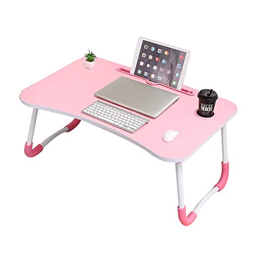 Escritorios de regazo para computadora portátil, bandeja de cama, escritorio para laptop, mesa auxiliar, mesa de café, mesita de noche con ranura para tazas y colorida ranura para tarjetas (color: