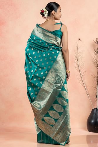 Image of Subham Women Saree Chandrakor Paithani Silk Cotton | Soft Daily Wear Golden Zari Sari with Unstitched Blouse
