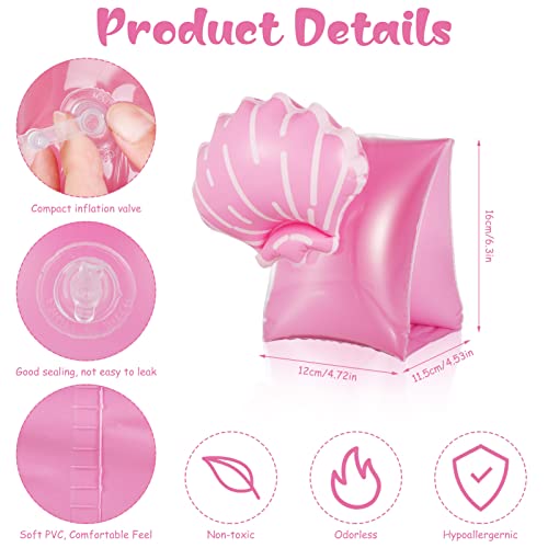 Image of 4 Pcs Inflatable Swimming Armbands, Swim Float Arm Bands Floating Sleeves for Kids, Tube Floaters Armlets for Boys Girls Pool Swim Training Aids, Shell Mermaid Armbands