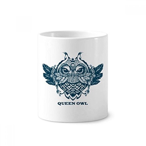 Mug en céramique blanche Queen Chouette Forêt porte-stylo original