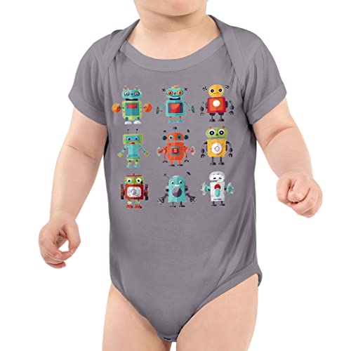 Robot Baby Jersey Onesie - Cute Print Baby Bodysuit - Art Baby One-Piece - Storm, 3-6 Months