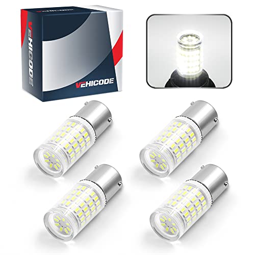 Vehicode 7507 Py21W Bau15S Led Bulb White Turn Signal Light 12496 7507Ll 2641A Single Contact Bayonet Base Blinker Lamp For Car Motorcycle (4 Pack) #TOP13