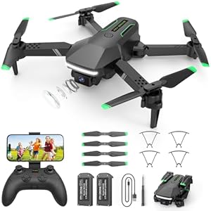 Drone with Camera for Kids Beginners – Foldable 1080P HD Camera Drones with 2 Batteries,FPV Live Video Remote Control,Gestures Selfie,One Key Start,360° Flips,Altitude Hold,Headless Mode,Toys Gifts for Boys(Black)