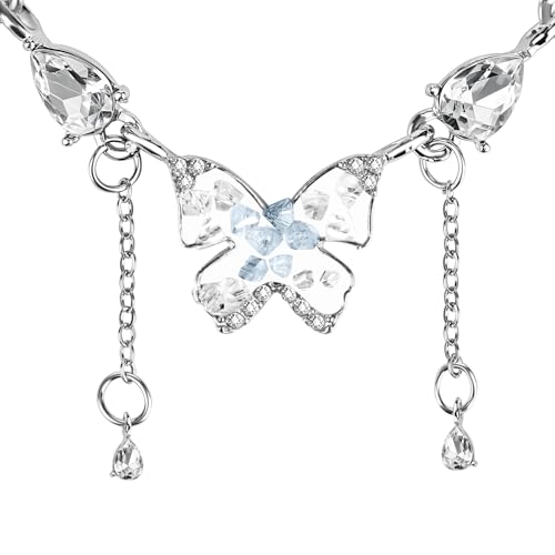 Butterfly Necklaces for Women, Birthstone Pendant Necklace, Crystal Butterfly, Perfect for Daily Wear, Office and Party Gifts