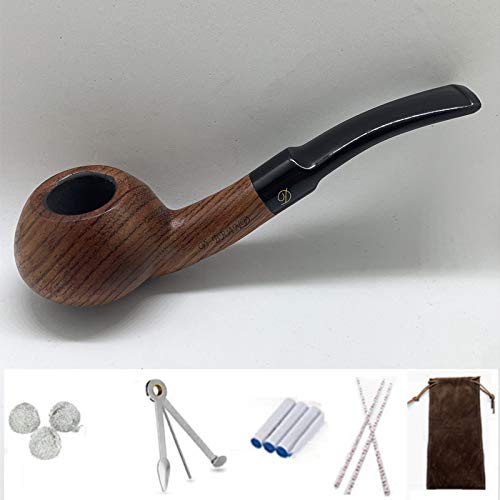 baokemeng Tubo de fumar de madera de rosa, pipa de fumar con raspador de tubo 3 en 1, 3 limpiadores de tubos, 3 bolas de metal, bolsa de tubo Cover