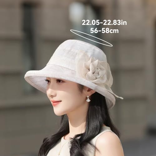 Women Sun Bucket Hat Organza Floral Tea Party Church Dress Derby Wedding Hats, Blue by Lifenanny - Used condition - Image 2