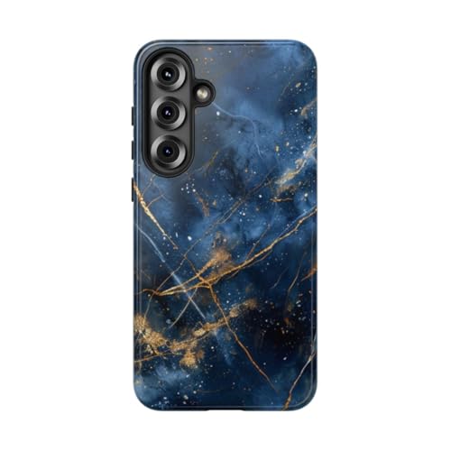 Coque Samsung S25 Plus marbre bleu et doré rigide brillante