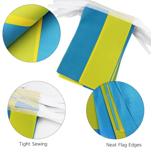 Image of Ukraine Flags Ukrainian String Flag Banners for Patriotic Events Independence Day Sports Bars Inside Outside Decorations 33 Feet 30 Flags
