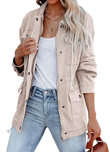 Ebifin Womens Military Anorak Jacket Zip Up Snap Buttons Lightweight Safari Utility Coat Outwear With Pockets2