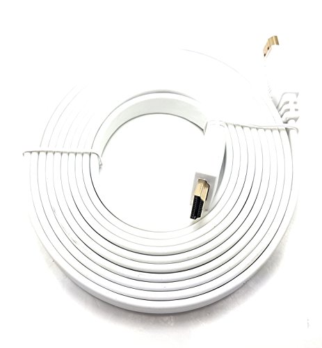 MainCore White 3m Long Flat HDMI to HDMI Cable/Lead Ultra HD (4K) 3D-compatible + Ethernet/network/Gold-Plated (Available in 1m, 1.5m, 1.8m, 2m, 3m, 5m, 10m) (3m)