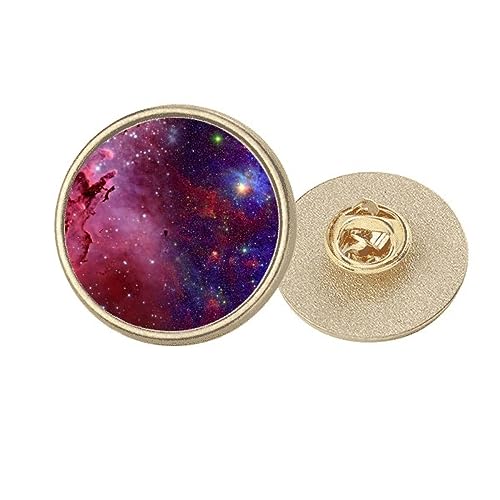 Broche galaxie en métal doré avec nuages bleus et rouges - Taille M unique