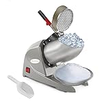 KOFOHON Ice Crusher,Electric Ice Shaver,Snow Cone Machine Maker for Home&Commercial Use,Dual Stainless Steel Blades,Double Covers,Shaved Ice Machine 80kgs per Hour,300W/1440rpm,Upgraded Version.