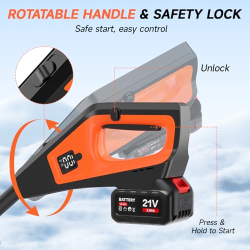 16\" Cordless Snow Shovel, 3000mAh Battery Snow Blower, Lightweight Power Snow Thrower for Driveways & Sidewalks, Winter Snow Removal with Charger & 2 * 21V Batteries - Thumbnail 5