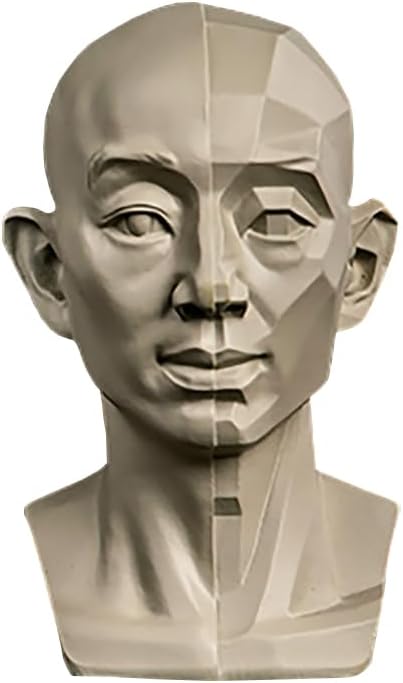 Head Models for Portrait Sketching, Resin Plaster Statues, Drawing Models for Art Students, Still Life Skulls, Small Resin Human Manikin Head Sculpture for Medical Drawing Teaching (Head & Block)