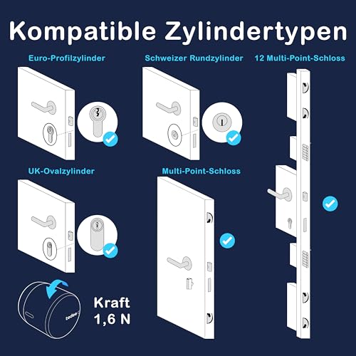 tedee Lock GO, smartes Türschloss, einfach nachrüstbar, ohne Zylindertausch, Steuerung via...