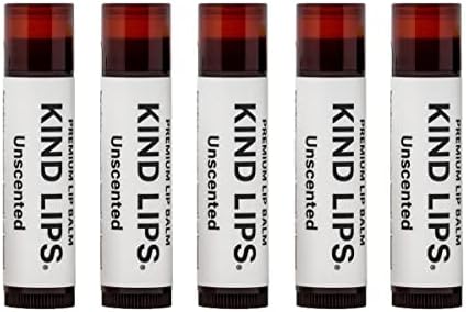 Kind Lips Lip Balm, Nourishing Soothing Lip Moisturizer for Dry Cracked Chapped Lips, Made in Usa With 100% Natural USDA Organic Ingredients, Unscented Flavor, Pack of 5