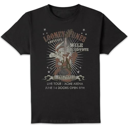 Image of Looney Tunes Wile E Coyote Guitar Arena Tour Men's T-Shirt - Black 3XL