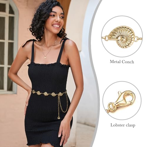 Women's Metal Conch Waist Chain Cowgirl Chains Belt for Dress2