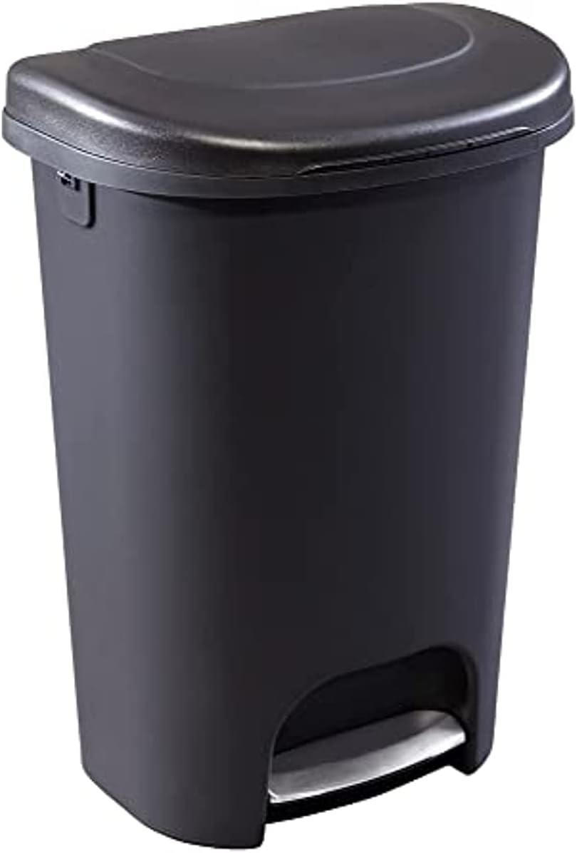 SAVOHM 13 Gallon Premium Pedestal Trash Can with Lid and Stainless Steel Pedals