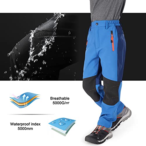 Linlon Kids Boys Girls Fleece Lined Waterproof Hiking Pants Outdoor Soft Shell Snow Insulated Cargo Pants, Sky Blue Xl #TOP7