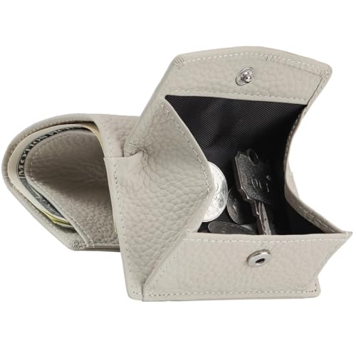 RFID Small Leather Wallet for Women with Cash Coin and Card Holders Compact Minimalist Pocket Wallet for Daily or Travel White (Beige)