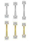 Hoeudjo Rook Piercing Jewelry Surgical Steel Eyebrow Piercing Jewelry 16g Surface Tragus Earrings Curved Barbell Daith Eyebrow Rings for Women Different Bar Length 6/8/10mm Silver-tone Gold-tone