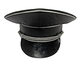 WWII German SS Officer Hat, Black, Adjustable 56cm to 63cm