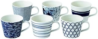 Royal Doulton Pacific 40009466, Large Mug 400ml, Mixed Set of 6, Blue, Porcelain, 6 Count (Pack of 1)