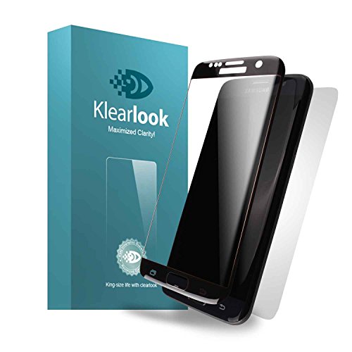S7 Edge Screen Protector, Klearlook [1Front+1Back] Premium 3D Curved Full Coverage Crystal Clear Tempered Glass Screen Protector + Matt Back PET Film [Black Frame]