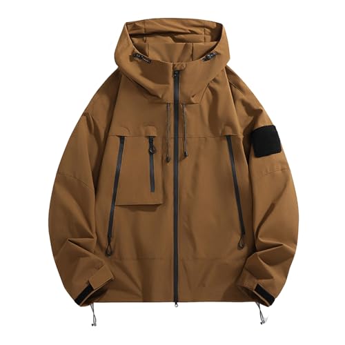 Chaqueta unisex para exteriores, resistente al agua, cortavientos, chaqueta de entretiempo, transpirable, chaqueta con capucha para hombre y mujer, para senderismo, camping, uso diario, ajuste grande