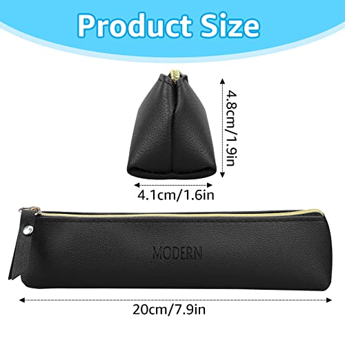 TOPBELIEF Slim Leather Pencil Case, 2 Pcs Special Pencil Case Small, Fountain Pen Case - Image 2