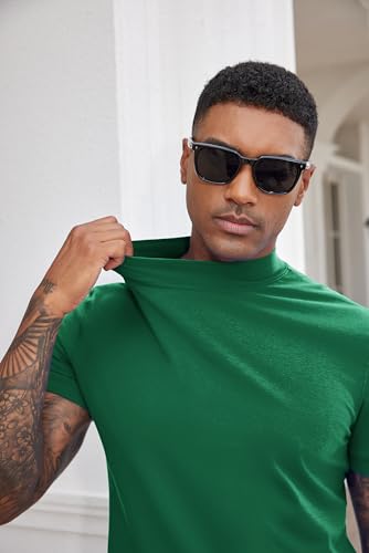 Image of COOFANDY Mens Mock Turtleneck Shirts Casual Premium Cotton Short Sleeve Shirt Basic Half Neck T-Shirts