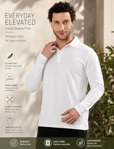 Image of Men's Full Sleeve Collared Soild Color Casual Regular Fit T-Shirt