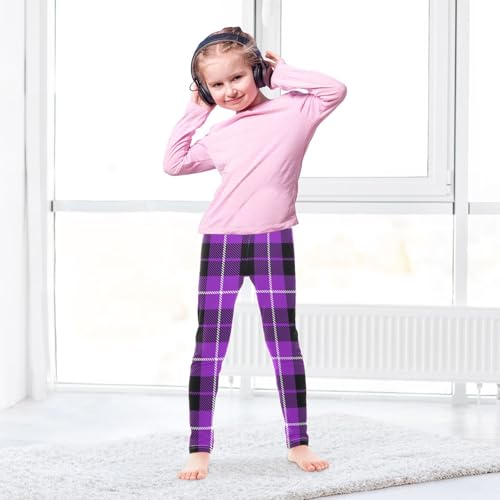 Plaid Purple Black Little Girls Shorts Cotton Cartwheel Shorts Leggings for Vacation4