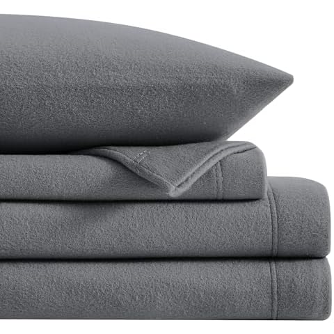 Softan Plush Micro Fleece King Bed Sheet Set, 4 Piece Polar Fleece Velvet Sheets with 15" Deep Pocket Fitted Sheet, Flat Sheet and Pillowcase, Warm and Soft, Dark Gray Cover