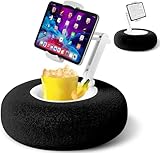 Debtrop Kindle Pillow Stand Holder with Snack Bowl for Reading in Bed, Cozy Tablet Phone iPad Pillow Stand for Lap Compatible with 4.7'-13' Phone, Tablet, iPad, iPhone, Google, Kindle, Samsung(Black)