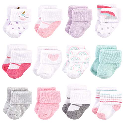 Image of Hudson Baby baby-girls Cotton Rich Newborn and Terry Socks