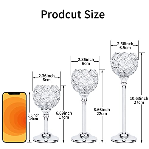 Crystal Candle Holders Set Of 3 Candelabra, Silver Candle Holder Candlestick Holder For Wedding Decor, Dining Table, Silver Centerpiece Bridal Shower Coffee Table Decor #TOP5