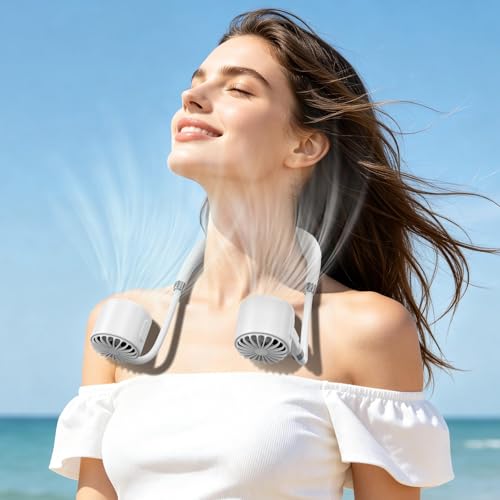 Sukaudiz Neck Fan Rechargeable, 10,000 RPM, 6 Speeds, 4000mAh Battery, 5–16h Runtime