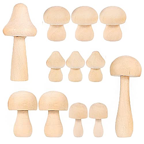 Ensemble De Champignon De Bois Champignon En Bois Non Fini Ornement De Champignons En Bois Champignons En Bois Brut Naturel Pour Les Enfants Art Bricolage Peinture D'art Ornement 12 Pièces Cover