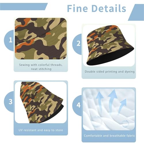 Image of Cool Bucket Hat Beach Sun Hat Beach Fishing Hat for Men Women Teens, Reversible Double-Side-Wear